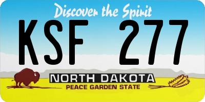 ND license plate KSF277