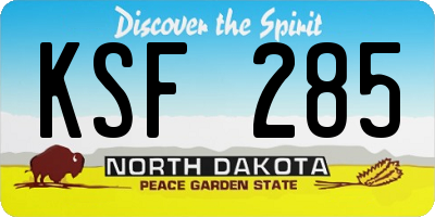 ND license plate KSF285