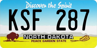 ND license plate KSF287