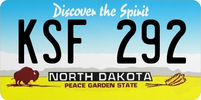 ND license plate KSF292