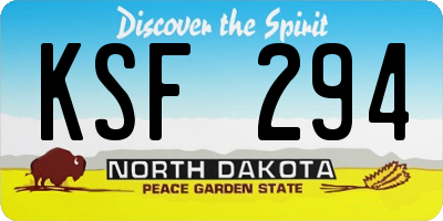 ND license plate KSF294