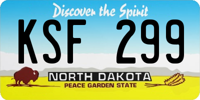 ND license plate KSF299