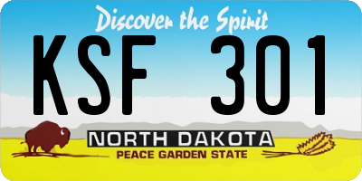 ND license plate KSF301