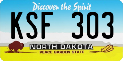 ND license plate KSF303