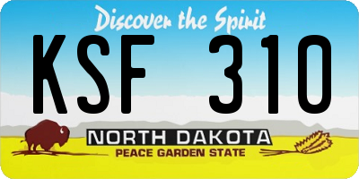 ND license plate KSF310