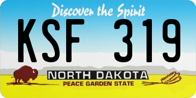 ND license plate KSF319
