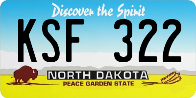 ND license plate KSF322