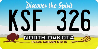 ND license plate KSF326