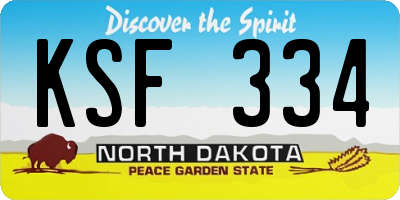 ND license plate KSF334