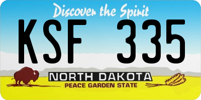 ND license plate KSF335