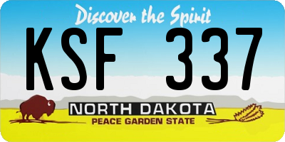 ND license plate KSF337