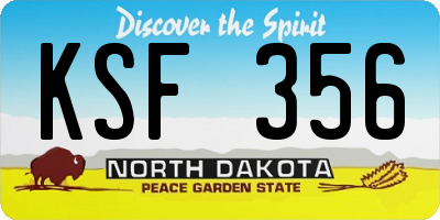 ND license plate KSF356