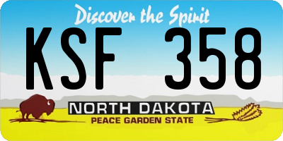 ND license plate KSF358