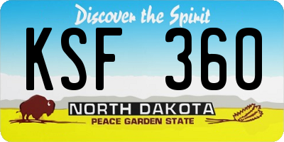 ND license plate KSF360