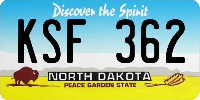 ND license plate KSF362