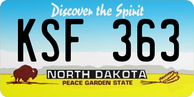 ND license plate KSF363