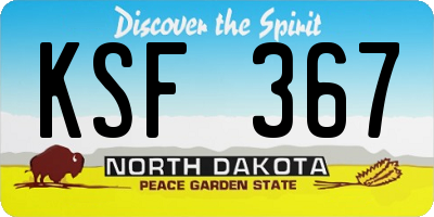ND license plate KSF367