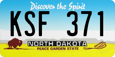 ND license plate KSF371