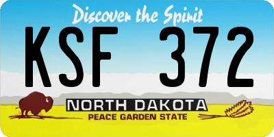 ND license plate KSF372
