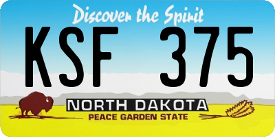 ND license plate KSF375