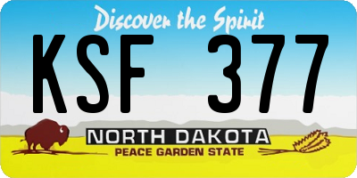 ND license plate KSF377