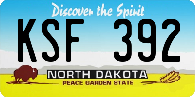ND license plate KSF392