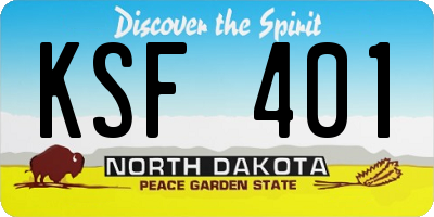 ND license plate KSF401