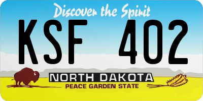 ND license plate KSF402