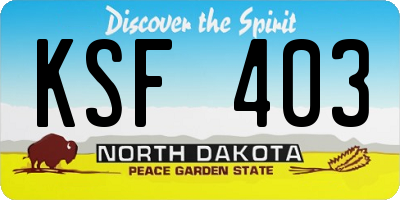ND license plate KSF403