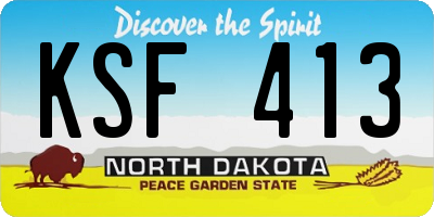 ND license plate KSF413
