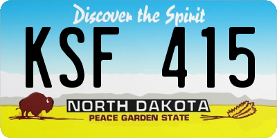 ND license plate KSF415