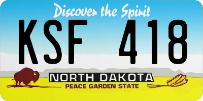 ND license plate KSF418