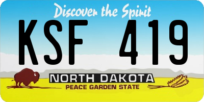 ND license plate KSF419