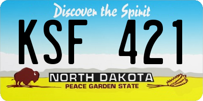 ND license plate KSF421