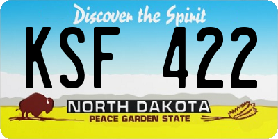 ND license plate KSF422