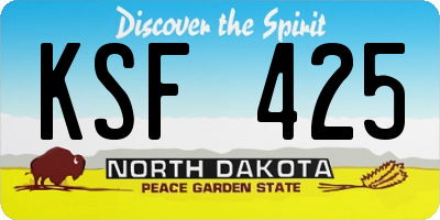ND license plate KSF425