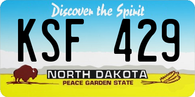 ND license plate KSF429