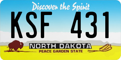 ND license plate KSF431