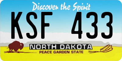 ND license plate KSF433