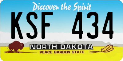 ND license plate KSF434