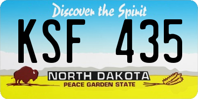 ND license plate KSF435