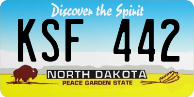 ND license plate KSF442