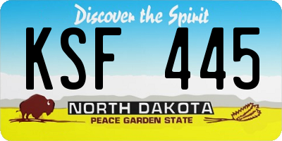 ND license plate KSF445