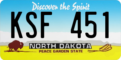 ND license plate KSF451