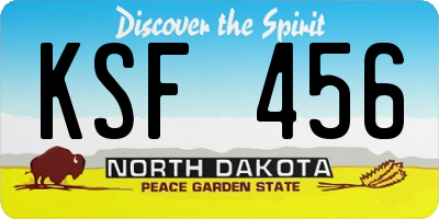 ND license plate KSF456