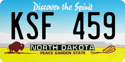 ND license plate KSF459
