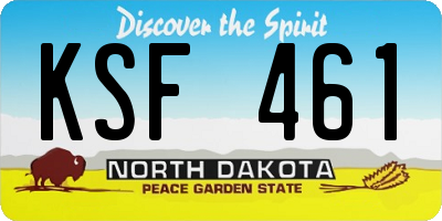 ND license plate KSF461