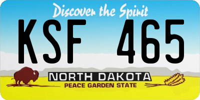 ND license plate KSF465