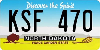 ND license plate KSF470