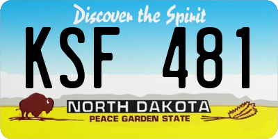 ND license plate KSF481